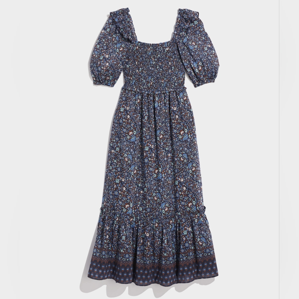 Vineyard Vines Smocked Puff Sleeve Midi Dress